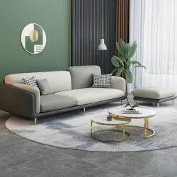 Modern & Luxury Cushioned Couch Relax sectional Sofa in Fabric & Velvet and Heavy Duty Sofa for bedrooms Living Rooms Guest Room Home and Office-(3 Seater with Puffy Grey & Beige).