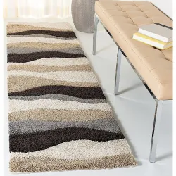 Modern Shaggy Carpets Polyester Bedside Runner Soft Rug Hall Offices Kitchens Bedroom Bedroom Kids Room Floor Home Decor (2 x 5 feet, Multi Lahar)