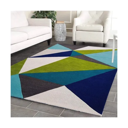 Image of Modern Super Soft Carpet Geometric Handmade Woolen Carpet for Living Room