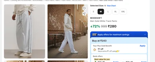 Image of MODESHIFT Men Solid White Track Pants