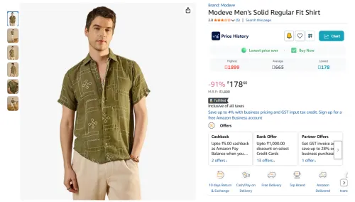Image of Modeve Men's Solid Regular Fit Shirt