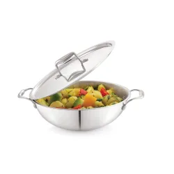 MODWARE Tri Ply Stainless Steel Kadhai with Lid 20 CM