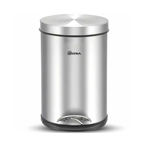 Image of mofna Stainless Steel Plain Dustbin with Pedal, Trash Can, Wastebasket, Garbage Bin for Home, Office, Bathroom, Bedroom,