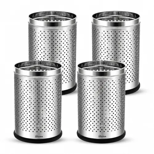 Image of mofna Stainless Steel Perforated Dustbin for Home (6Litre Pack of 4Pcs)