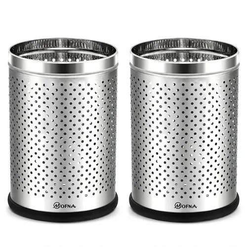 Image of mofna Stainless Steel Perforated Dustbin for Home,