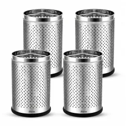 mofna Stainless Steel Perforated Dustbin for Home (6Litre Pack of 4Pcs)