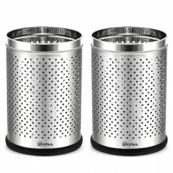 mofna Stainless Steel Perforated Dustbin for Home, Trash Can with Anti-skid Base, Garbage Bin for Bathroom, Office, Bedroom, Kitchen & Toilet or Commercial Use- (7x10 In -6 Liter, Silver), P...