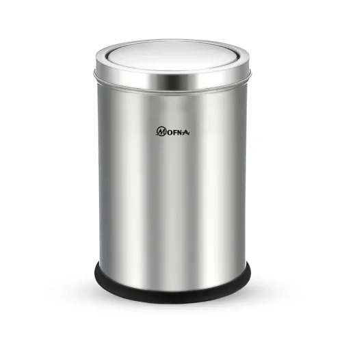 Image of mofna Stainless Steel Swing lid dustbin, Garbage Bin, Trash Can, with removable lid For Home, Kitchen, Bathroom, Office 