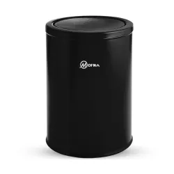 mofna Stainless Steel Swing lid Dustbin - Trash Can, Wastebin & Recycle Bin for Kitchen, Home, Office - Durable & Stylish (Black) (8x12 Inch, 10 Liter)