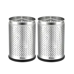 mofna Stainless Steel Perforated Dustbin for Home, Trash Can with Anti-skid Base, Garbage Bin for Bathroom, Office, Bedr