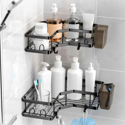 Image of Moforoco Adhesive Bathroom Corner Shelves Pack 2
