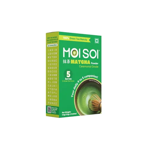 Image of Moi Soi Matcha Green Tea Powder | 100% Pure Ceremonial Grade | Rich Umami Flavour | 1.5g x 5 Sticks | Pack Of 1