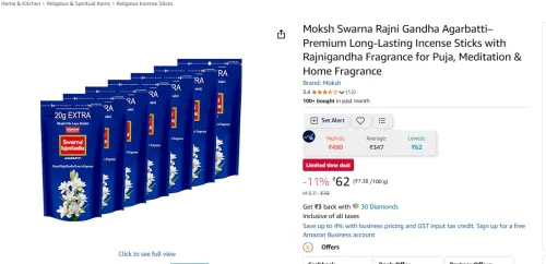 Image of Moksh Swarna Rajni Gandha Agarbatti 840gm Pack of 7