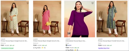 Image of mokshi Women's Kurtas at up to 90% Discount