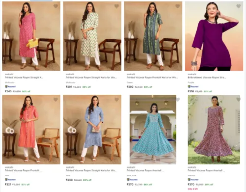 Image of Mokshi Womens Kurtas Upto 90% Off