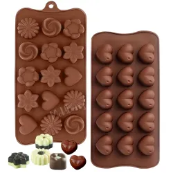 MoldBerry Silicone Chocolate Moulds Set of 2 | Heart & Flower Shape Candy Molds for Chocolate, Jelly, Gummies | Flexible