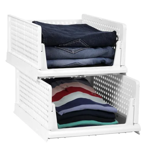 Image of MollisHomes Set of 2 Shirt Stackers (Foldable, With Lid)