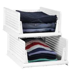 MollisHomes Set of 2 Shirt Stackers (Foldable, With Lid)
