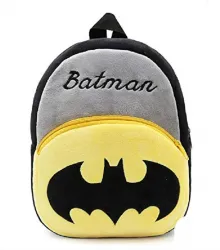 MOMS GADGETS Small 11 L Backpack Kids School Batman Fabric Cartoons Soft Plush Bag for Age 3-5 Year Kids  (Black, Grey)