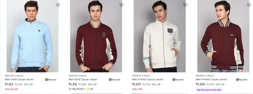Image of Monte Carlo Men's Jackets upto 55% Discount