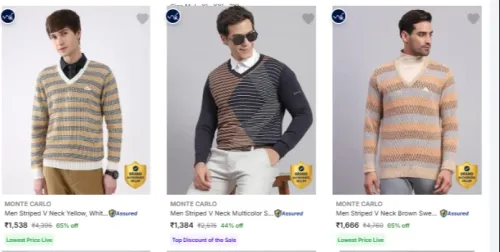 Image of MONTE CARLO Men's Sweaters at minimum 65% Discount