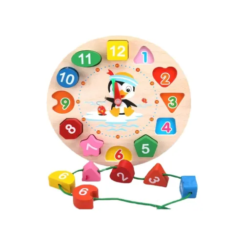 Image of Montessori Wooden Shape Sorting Clock Toy for Toddlers