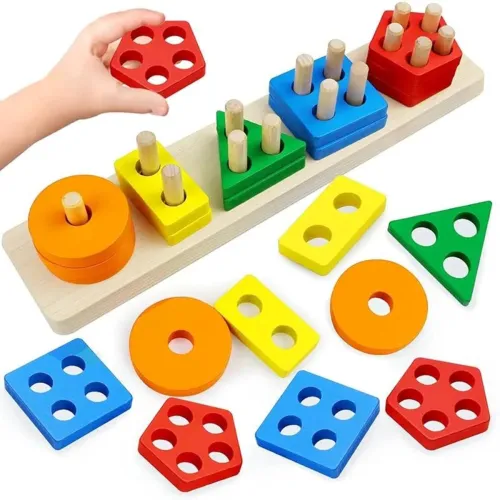 Image of Montessori Wooden Stacker & Sorting Toys