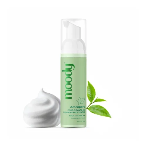 Image of Moody Acnexpert Foaming Face Wash Cleanser for Oily, Acne Prone Skin with 2% Salicylic Acid & Green Tea | Alcohol & Sulp