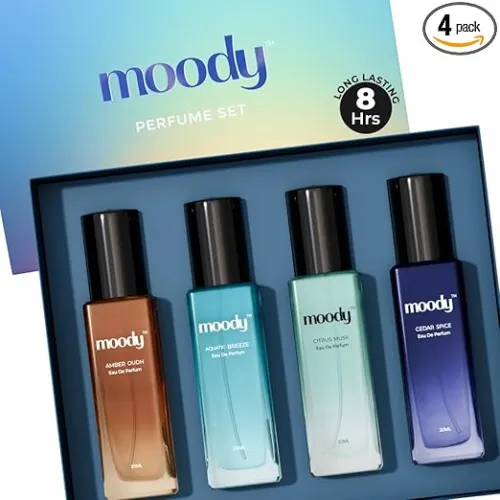 Image of Moody Premium Perfume Gift Set Of 4 For Men | IFRA Certified | Long Lasting EDP Fragrance Scent Up To 8 Hours | Oud,Fres