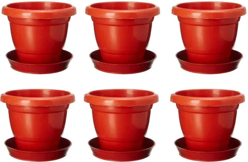 Image of moonlike Plant Container Set (Pack of 6, Plastic)