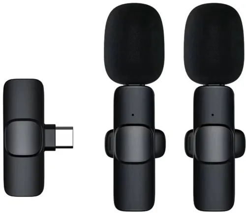 Image of MOOZMOB K9 Mic Dual User Wireless Mic for Type C Android Mobile Youtube Wireless Collar Microphone