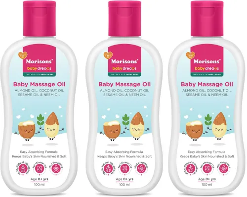 Image of Morisons Baby Dreams Baby Massage Oil Combo 100 ml - Pack of 3 (300 ml)