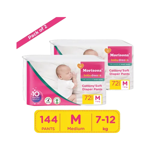 Image of Morisons Baby Dreams Cottony Soft Pant Diapers - M (144 Pieces)