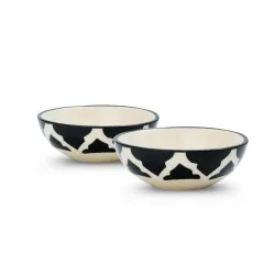 Moroccan Print Black Ceramic Bowl Set2