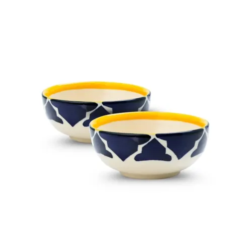 Image of Moroccan Print Blue Ceramic Bowl So2