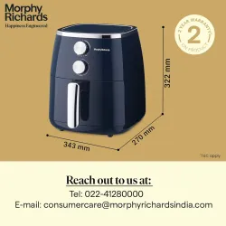 Morphy Richards 5 Litre Classic Crisp Pro Air Fryer|Easy Knob Control|Adjustable Time & Temperature Control|