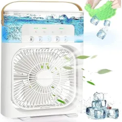 MOSHTU Air Conditioner Portable - Small Personal Air Cooler Quiet AC Portable Mini Computer Cooling Fan USB Powered 1/2/3H Timer, 3 Speed
