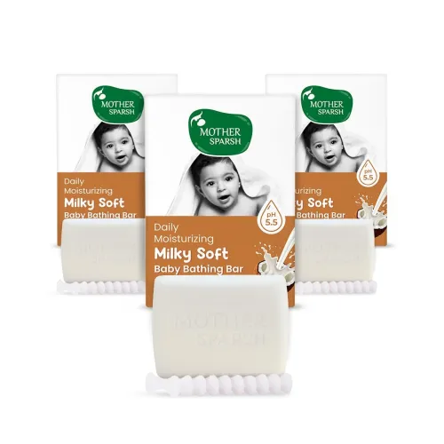 Image of Mother Sparsh Moisturizing Milky Baby Bathing Soap Bar - 75g X 3