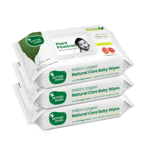 Image of Mother Sparsh Natural Care Baby Wipes 60 Pcs