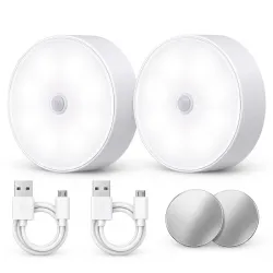 Motion Sensor LED Puck Light Rechargeable Night Lamp Set of 2