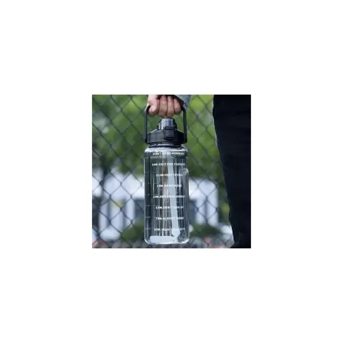 Image of 2 L Capacity Belt Straw Transparent Motivational Water Bottles|Time Marker Leak Proof&Break-Proof|Best Usage For Office/