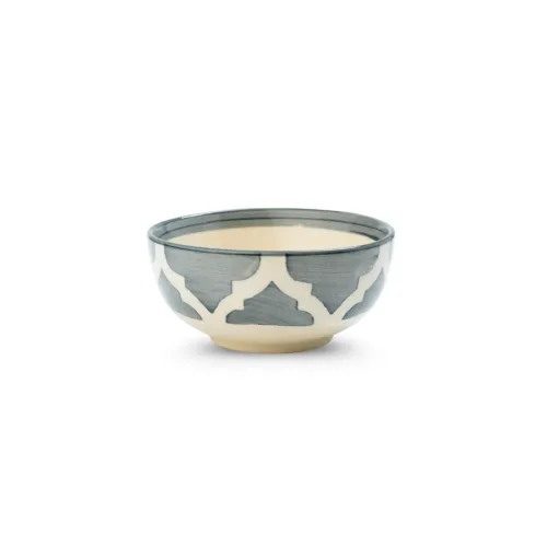 Image of Motka Moroccan Print Grey Ceramic Bowl 
