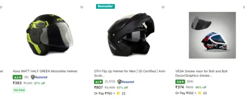 Image of Motorbike Helmet Starting at ₹278