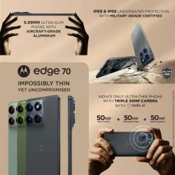 MOTOROLA Edge 70 (PANTONE Gadget Gray, 256 GB) (8 GB RAM)