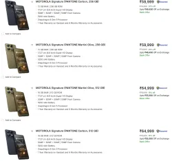 MOTOROLA Signature PANTONE mobile starting @ ₹52249