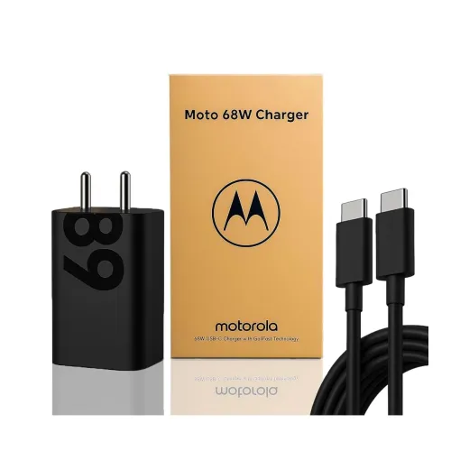 Image of Motorola Original 68W TurboPower Fast Charger with 3.3Ft Type-C to C Cable | Compatible with Moto Edge, Edge 50 Pro, Edg