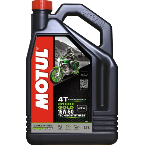 Image of Motul 3100 4T Gold 15W50 (2.5L) Technosynthese Oil for Superior Protection Suitable for Royal Enfield