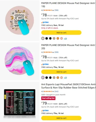 Image of Mouse Pads Starting at ₹79