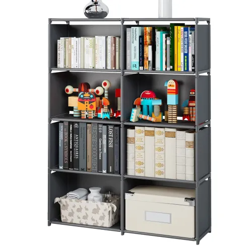 Image of Moyipin 8-Grid Gray Vertical Bookshelf
