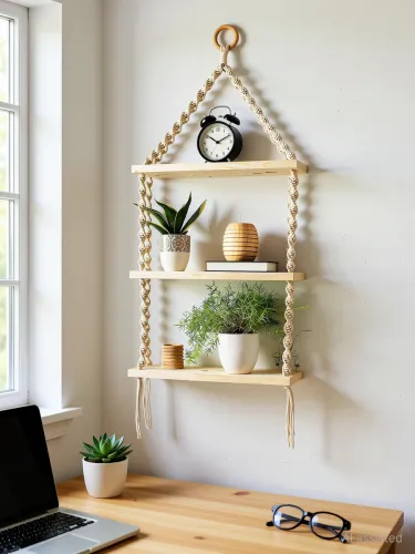 Image of Mpire Macrame Indoor Wall Hanging Shelf 